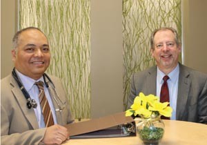 Dr. Owen Capocyan and OakBend Medical Center CEO Joe Freudenberger.
