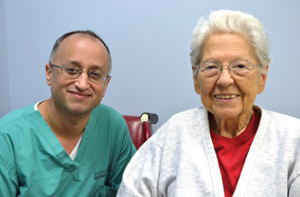 Imran Mohiuddin, M.D. and patient Lorraine Morton.