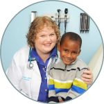 Brenda Mallet, RN, PNP  and patient Dylan Hill.