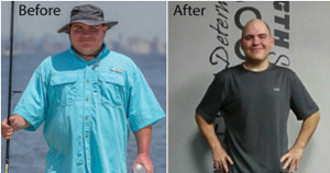 Derek “Tank” Schottle before and after his weight loss.